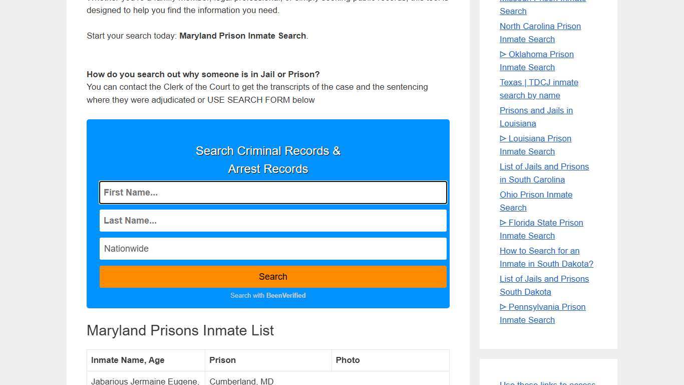 Maryland Prison Inmate Search – Locate Inmates & Criminal Records